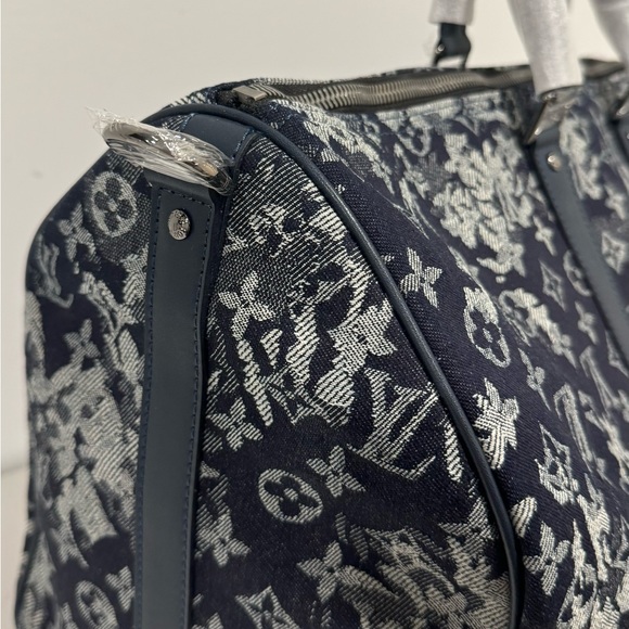 Louis Vuitton Virgil Abloh Blue Monogram Tapestry Canvas Keepall Bandoulière 50 - Picture 7 of 11